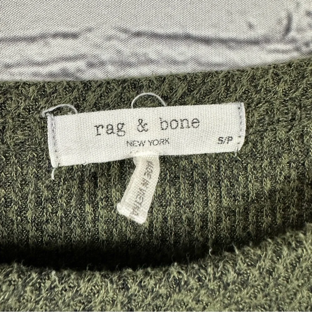 Rag & Bone Women’s Knit Rib Tee Long Sleeve Jersey Knit T-Shirt Green S - Picture 3 of 6